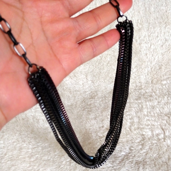 Vintage Women's Silver Gray Brown Tone Multi Strand Metal Chain Necklace - Picture 6 of 8